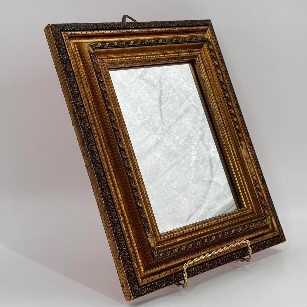 Vintage Italian Gilt Wood Wall Mirror Ornate Gold Frame Gimbels 8x10